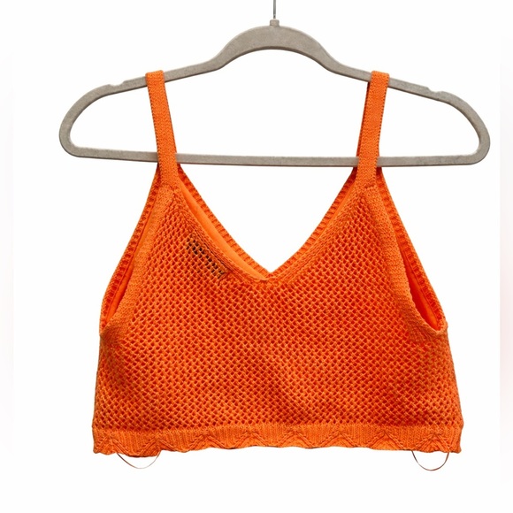 Willow & Wind Orange Crochet Bralette Cotton Knit Crop Top 🧡🧡 - Picture 3 of 6